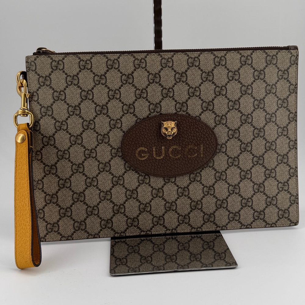 Gucci Beige and Brown Monogram Pouch